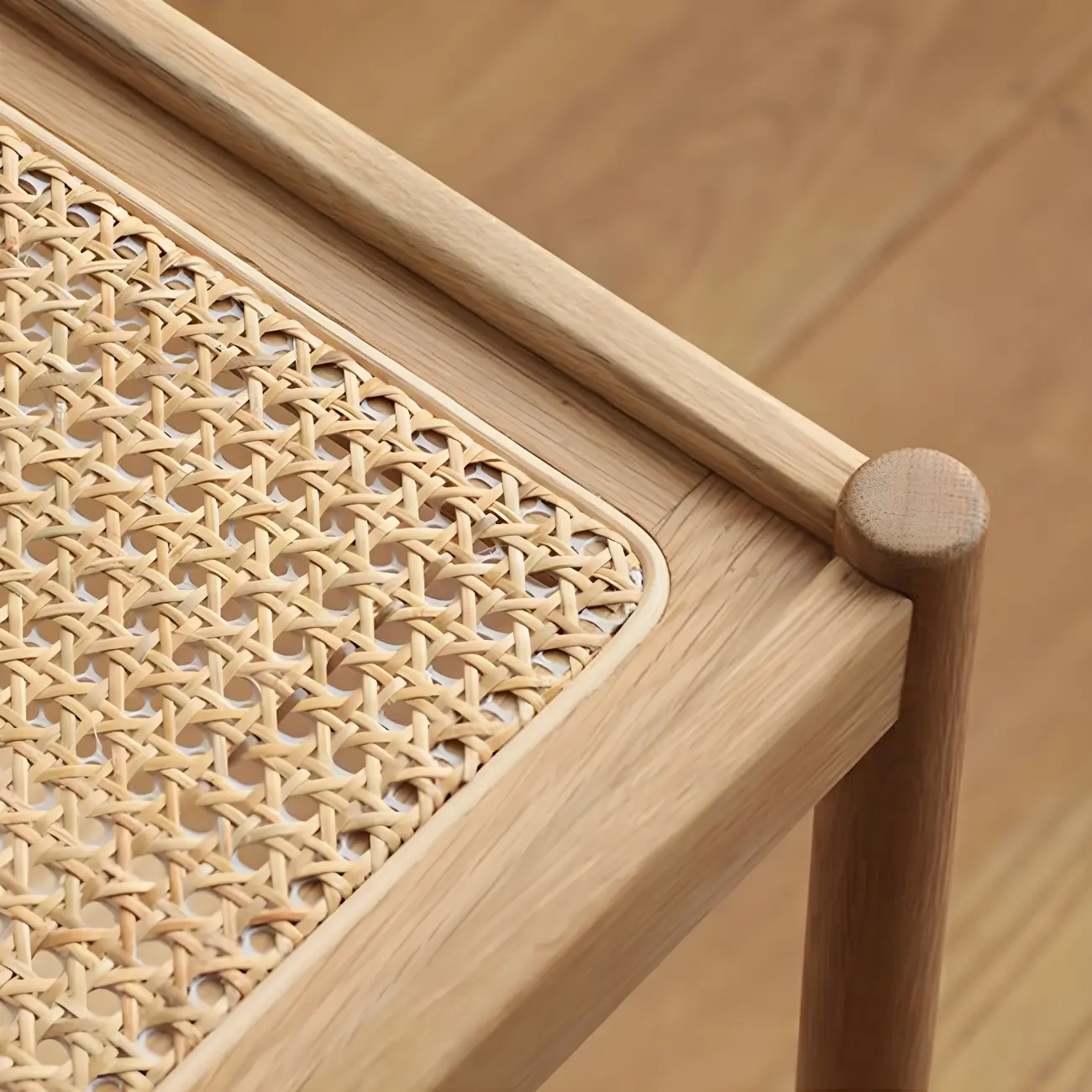 Natural 2-Tier Wood Rattan Shelf Open Storage Nightstand Image - 9 | homeyfad