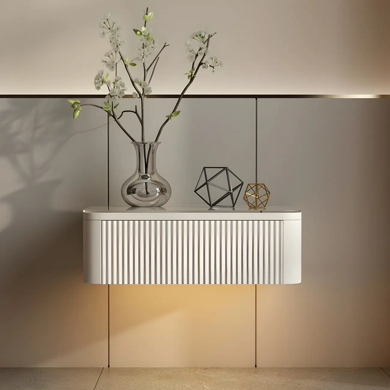 Modern Grey Wood Floating Nightstand with Glass Top Image - 1 | homeyfad