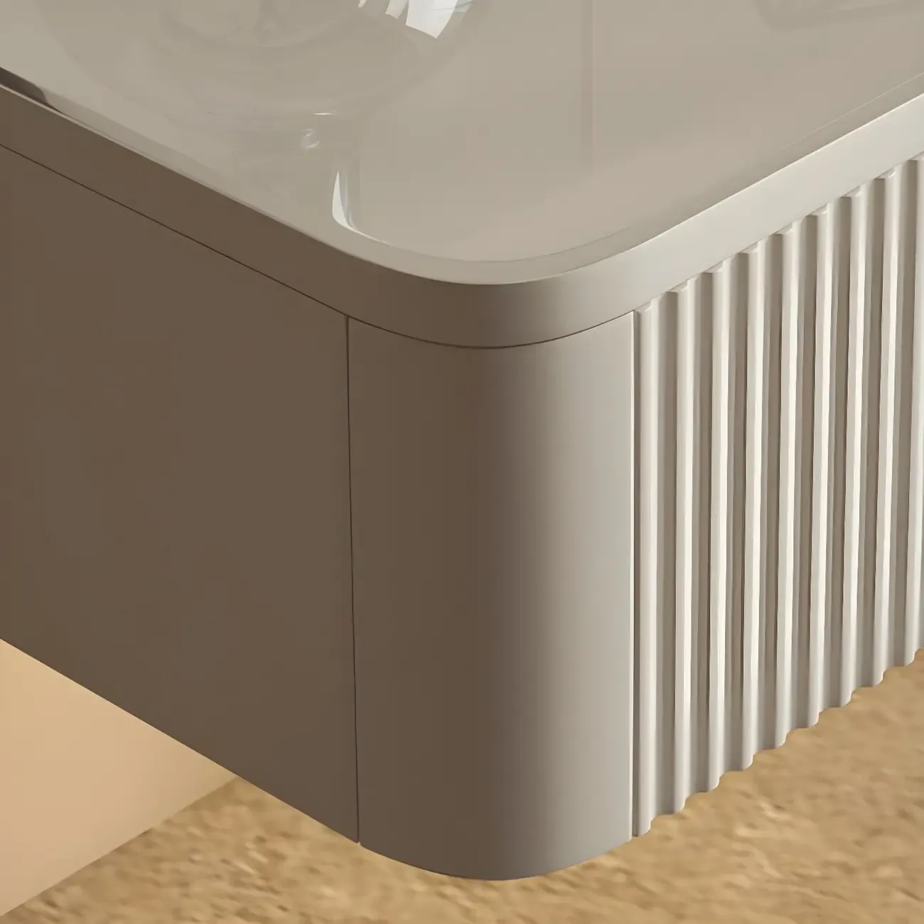 Modern Grey Wood Floating Nightstand with Glass Top Image - 8