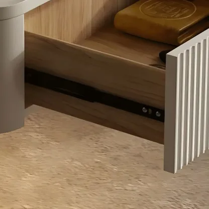 Modern Grey Wood Floating Nightstand with Glass Top Image - 9