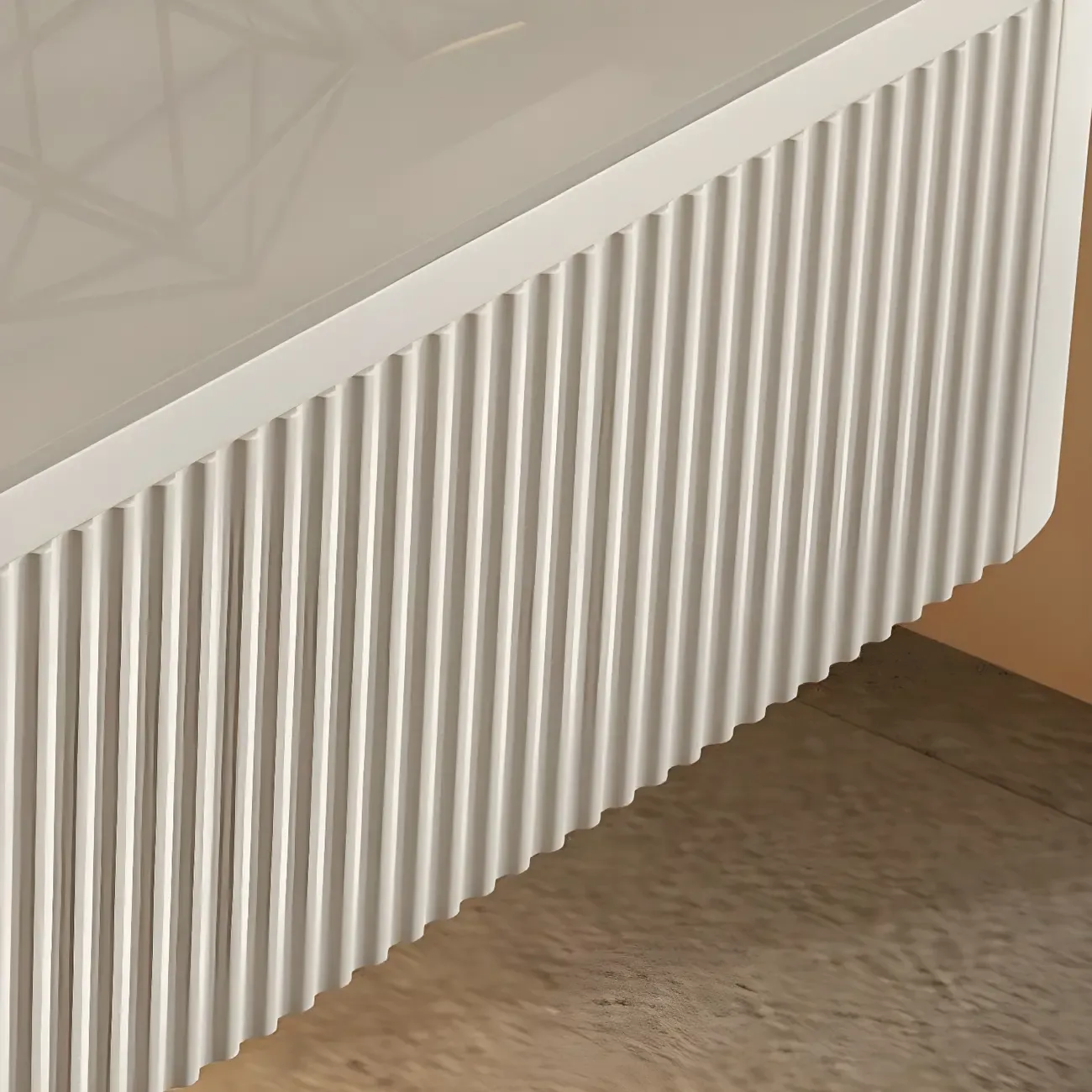 Modern Grey Wood Floating Nightstand with Glass Top Image - 10