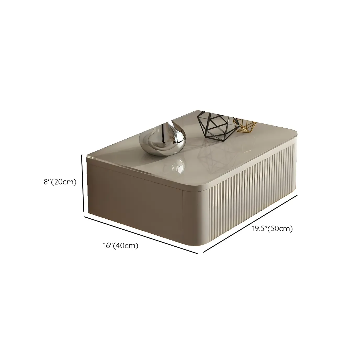 Modern Grey Wood Floating Nightstand with Glass Top #size