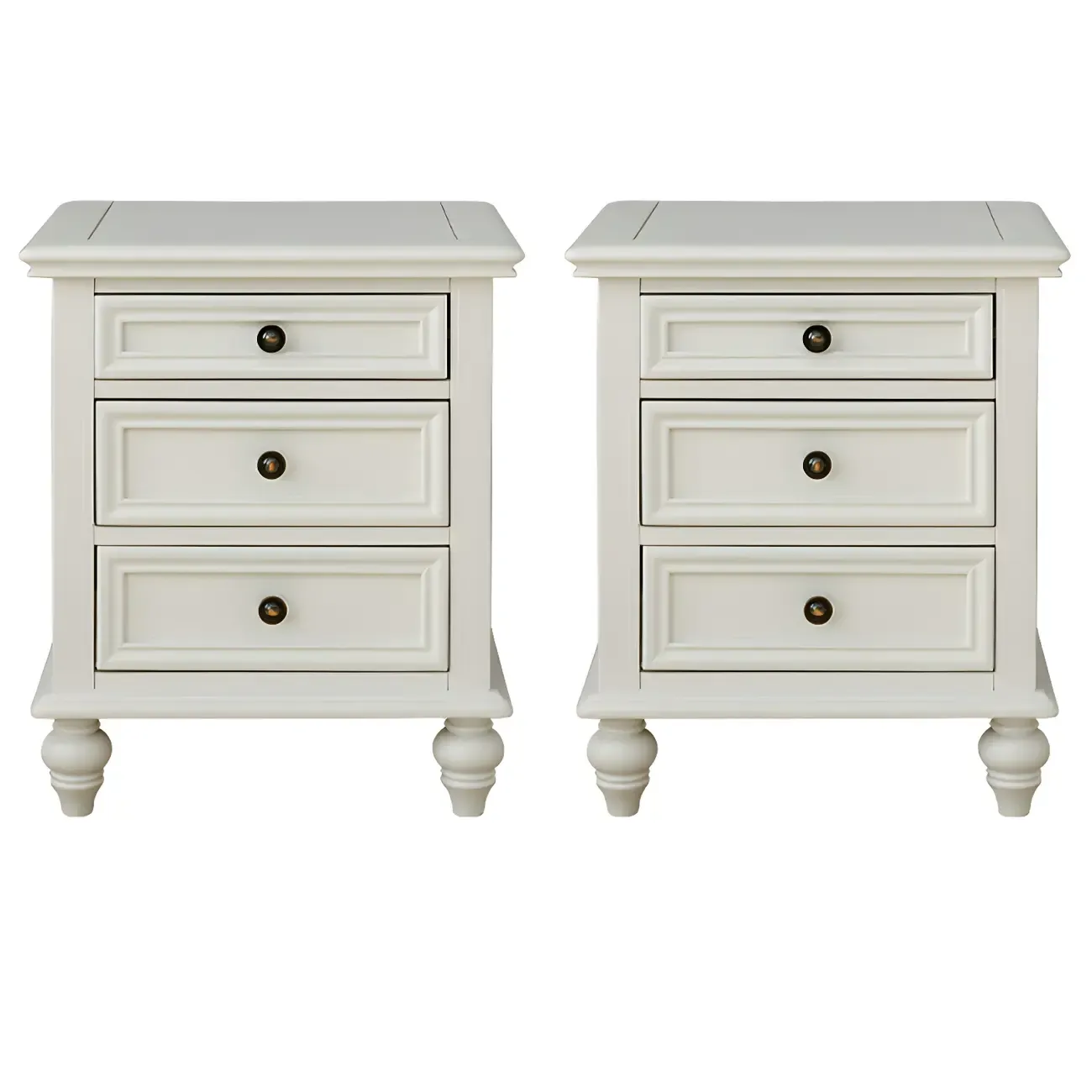 Compact Dark Walnut 3-Drawer Wood Nightstand Image - 7