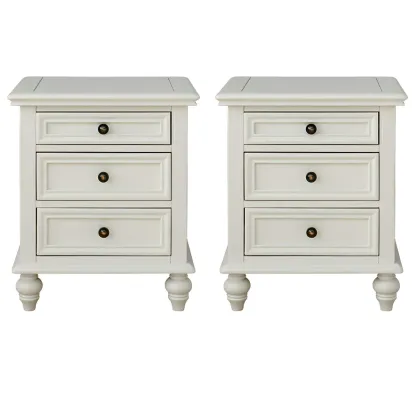 Compact Dark Walnut 3-Drawer Wood Nightstand Image - 7