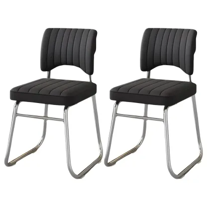 Modern Black Steel Leather Upholstered Office Chair Image - 12