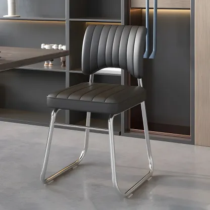 Modern Black Steel Leather Upholstered Office Chair Image - 1