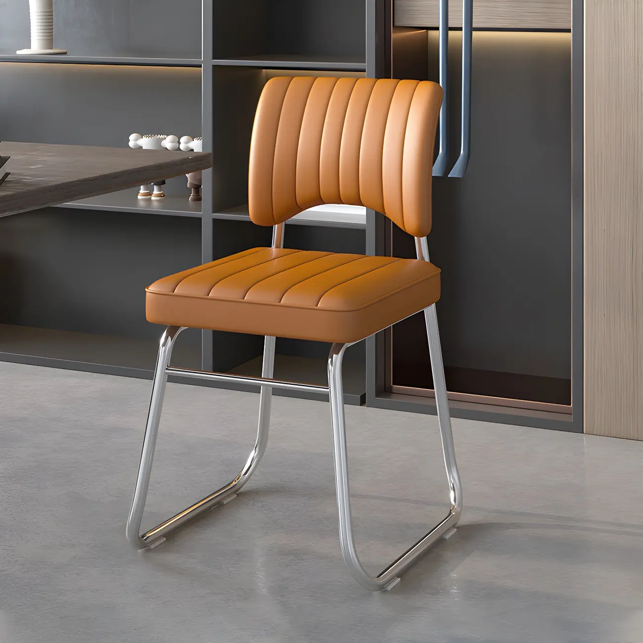 Modern Black Steel Leather Upholstered Office Chair Image - 2 | homeyfad