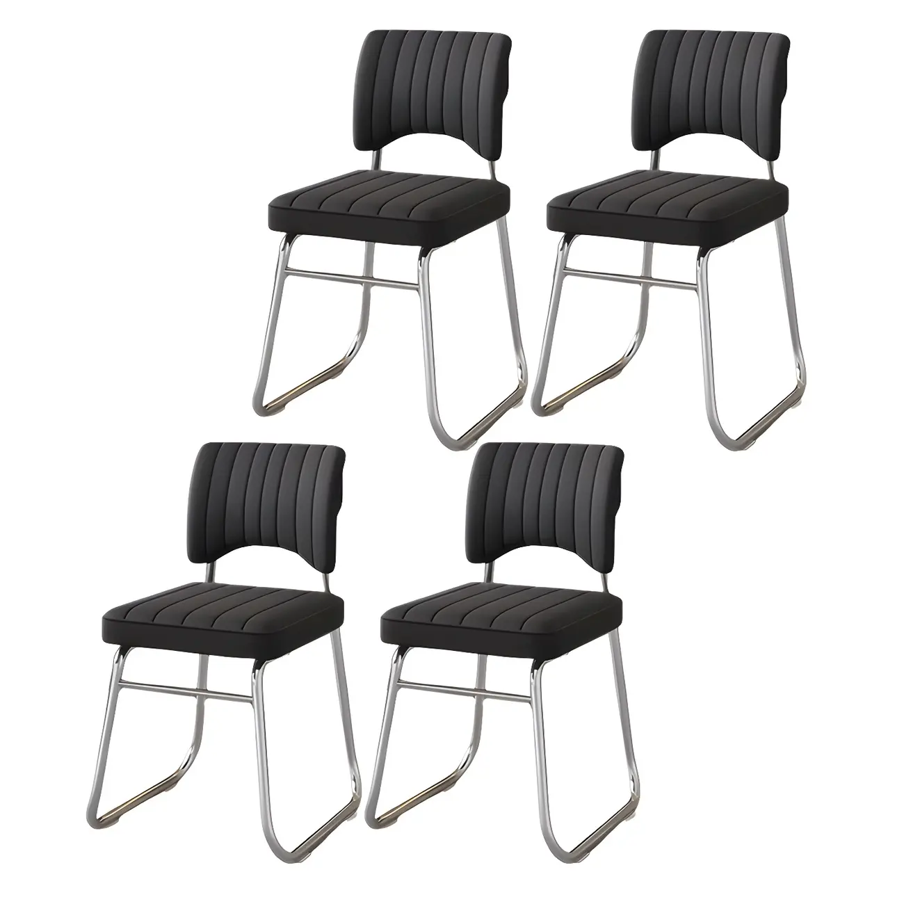 Modern Black Steel Leather Upholstered Office Chair Image - 13 | homeyfad