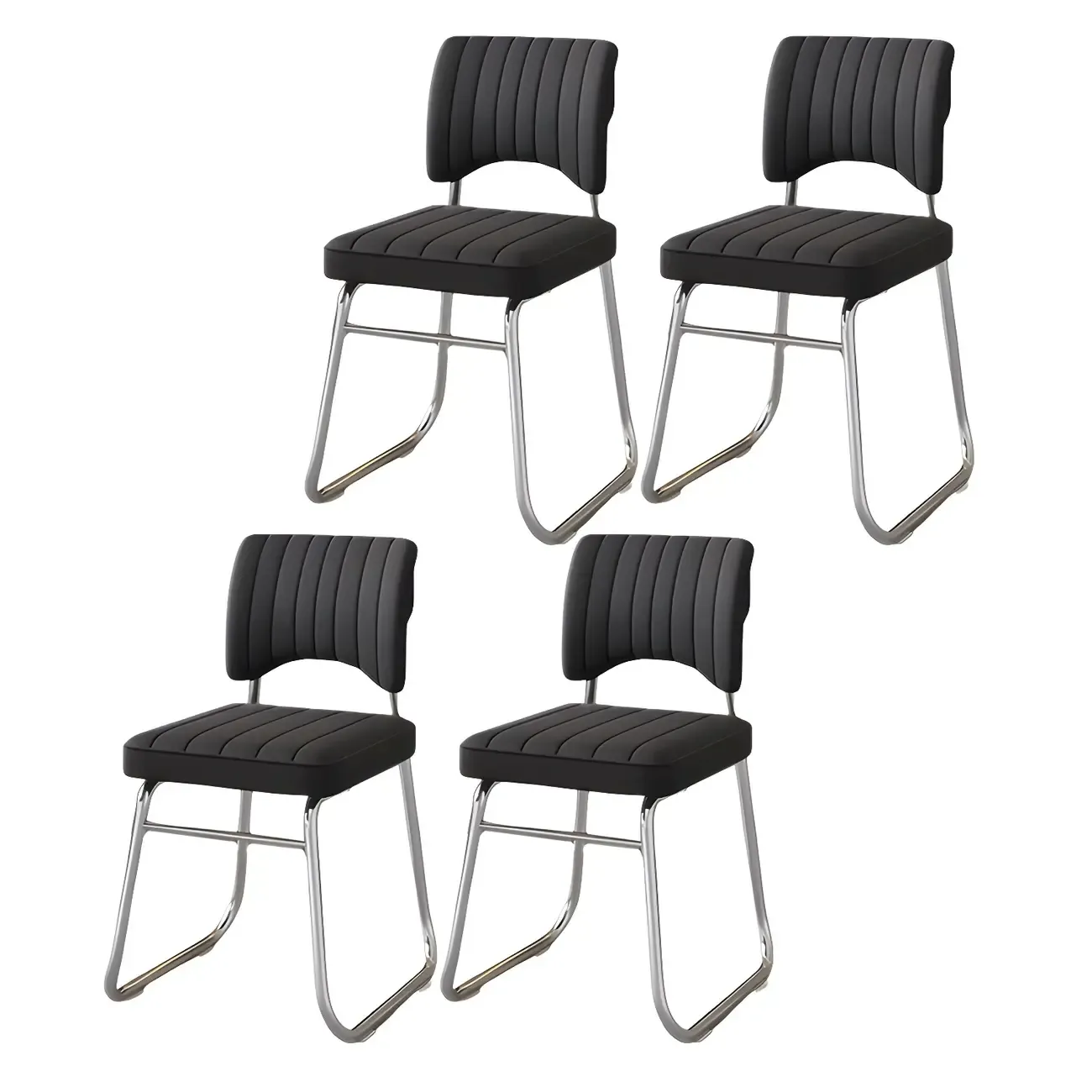 Modern Black Steel Leather Upholstered Office Chair Image - 13