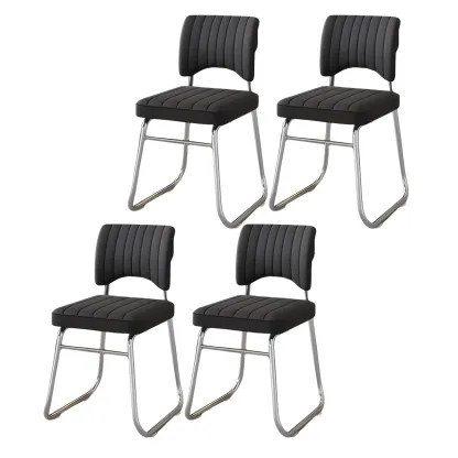 Modern Black Steel Leather Upholstered Office Chair Image - 13