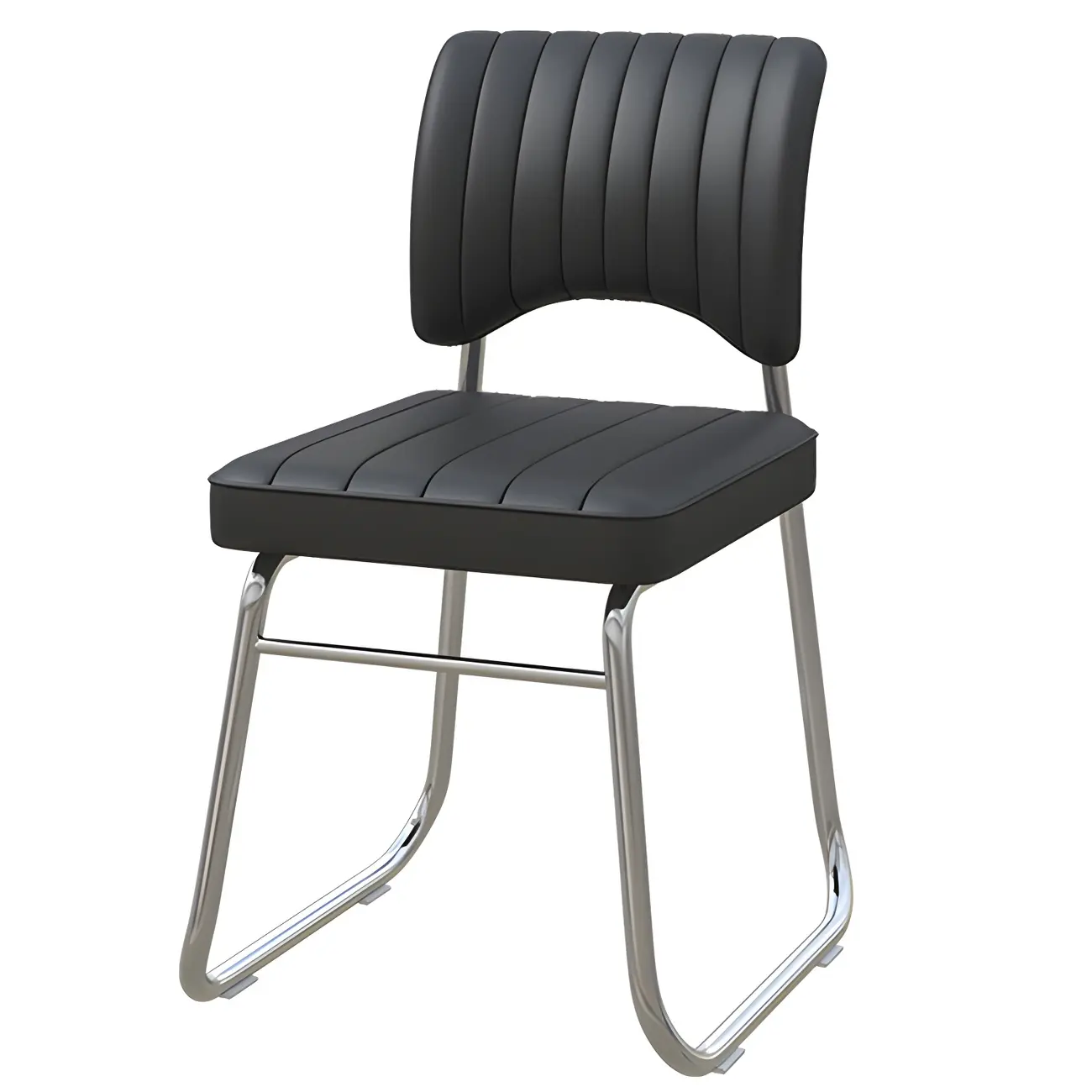 Modern Black Steel Leather Upholstered Office Chair Image - 5 | homeyfad