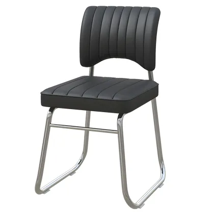 Modern Black Steel Leather Upholstered Office Chair Image - 5