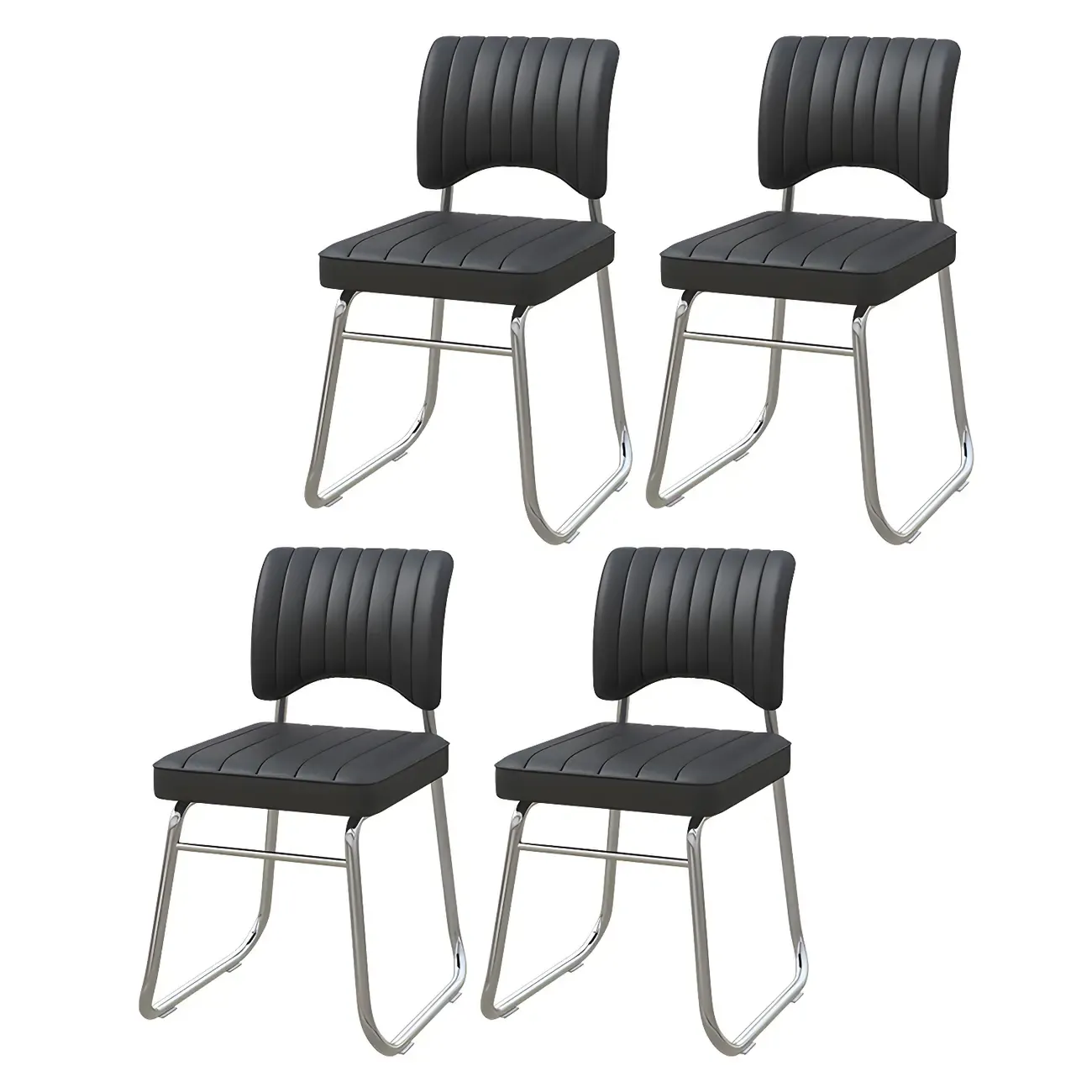 Modern Black Steel Leather Upholstered Office Chair Image - 7