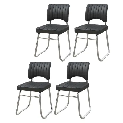 Modern Black Steel Leather Upholstered Office Chair Image - 7