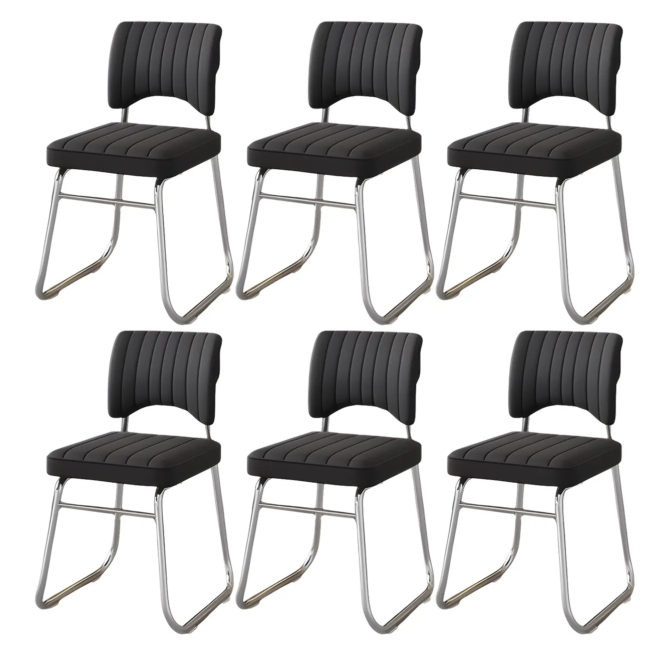 Modern Black Steel Leather Upholstered Office Chair Image - 14 | homeyfad
