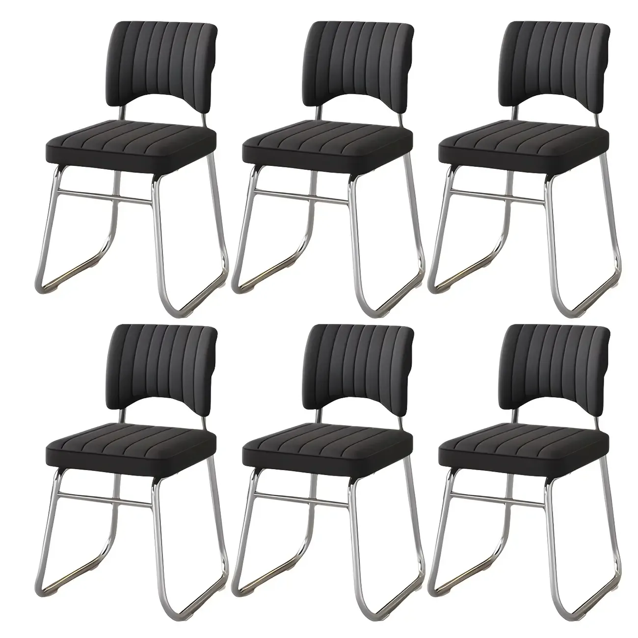 Modern Black Steel Leather Upholstered Office Chair Image - 14
