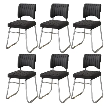 Modern Black Steel Leather Upholstered Office Chair Image - 14