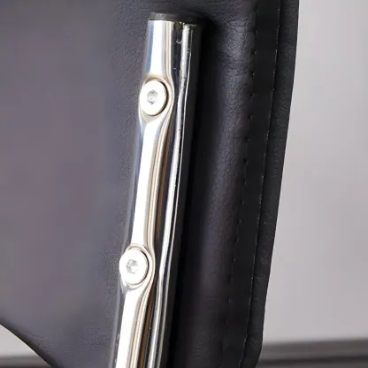 Modern Black Steel Leather Upholstered Office Chair Image - 16