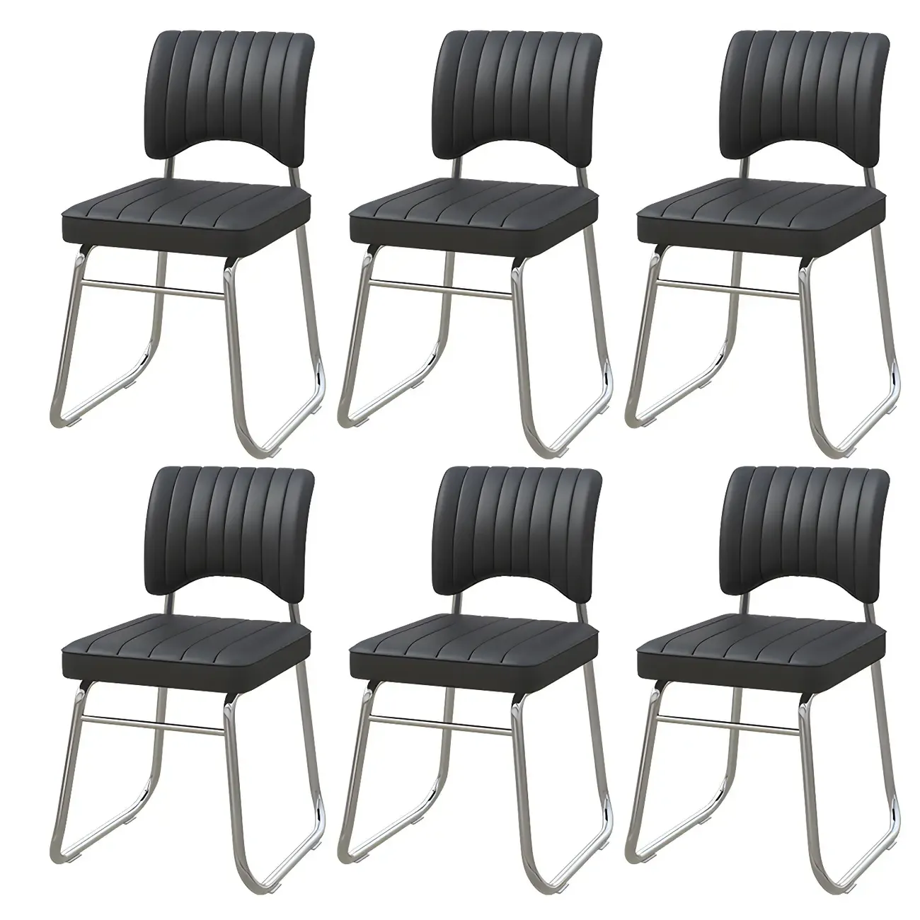 Modern Black Steel Leather Upholstered Office Chair Image - 8