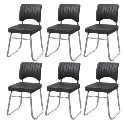 Modern Black Steel Leather Upholstered Office Chair Image - 8