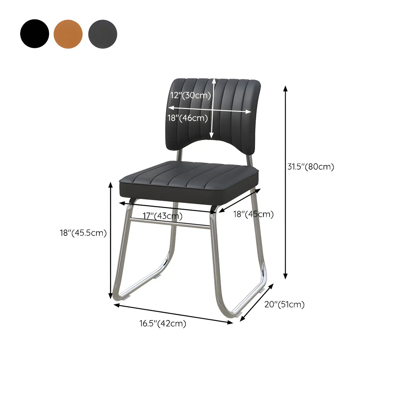 Modern Black Steel Leather Upholstered Office Chair #size | homeyfad