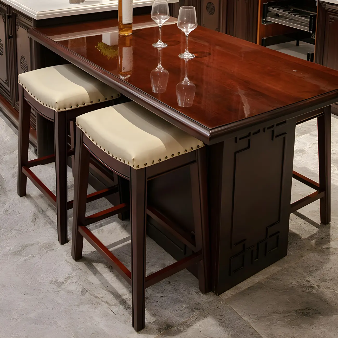 Counter Height Armless Leather Traditional Bar Stools Image - 1 | homeyfad