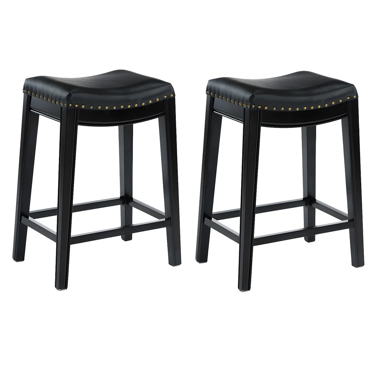Traditional Saddle Leather Counter Height Bar Stools Image - 9 | homeyfad