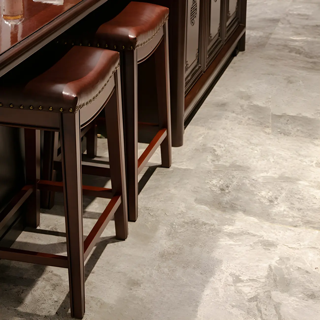 Traditional Saddle Leather Counter Height Bar Stools Image - 2 | homeyfad