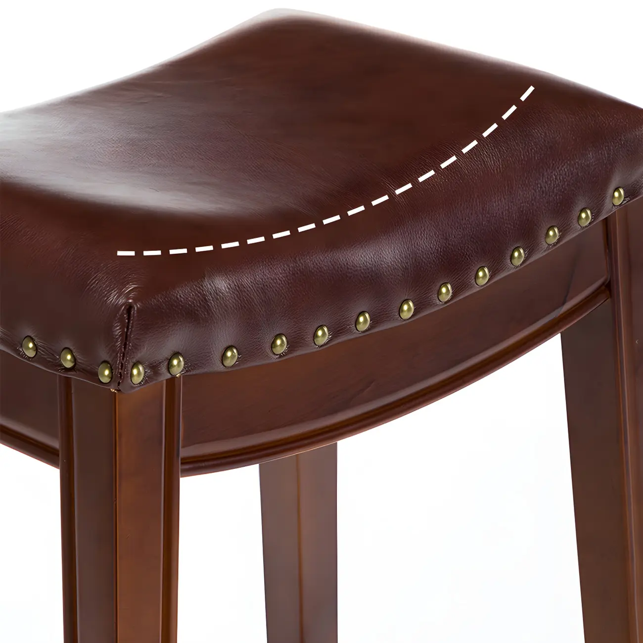 Traditional Saddle Leather Counter Height Bar Stools Image - 3 | homeyfad