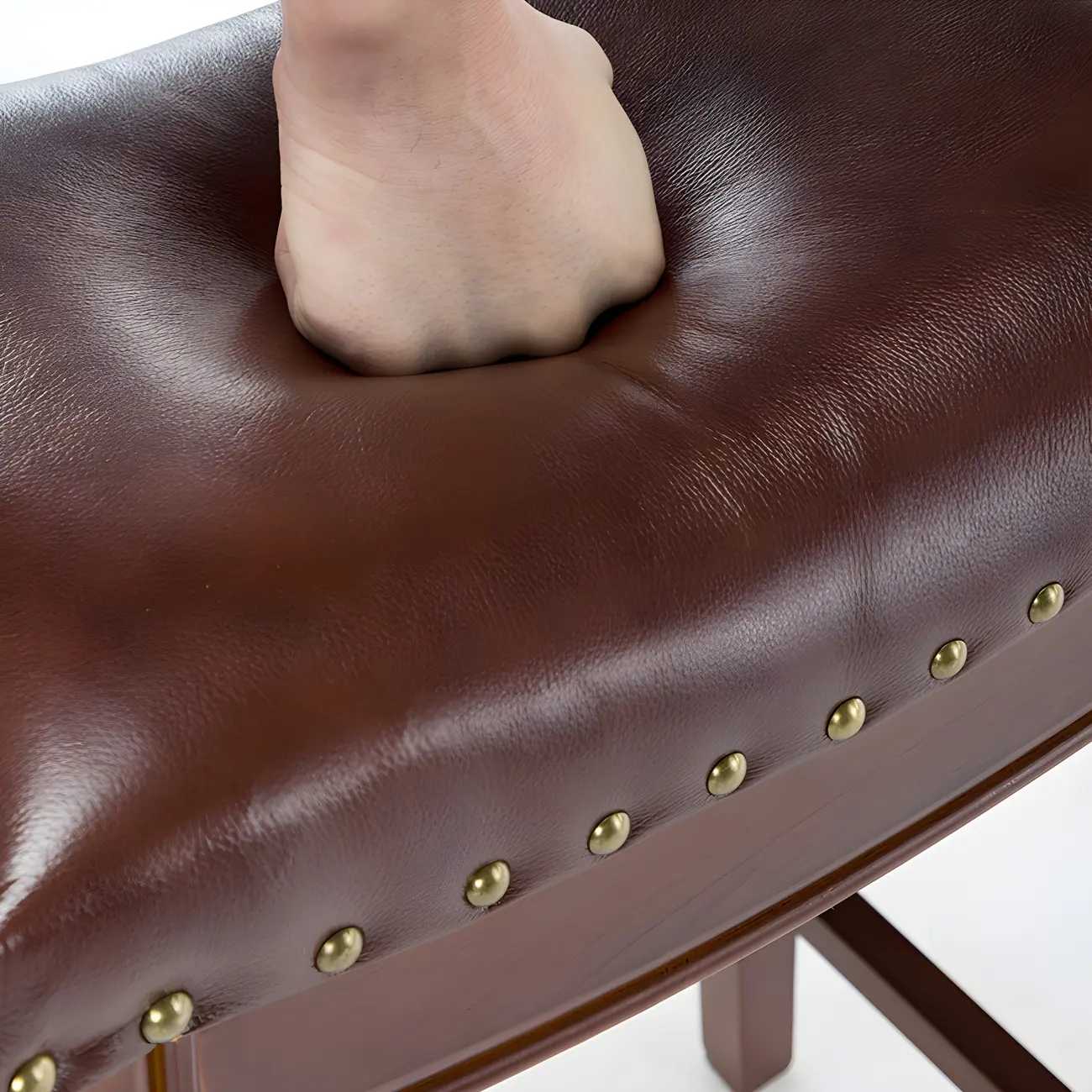 Traditional Saddle Leather Counter Height Bar Stools Image - 4 | homeyfad