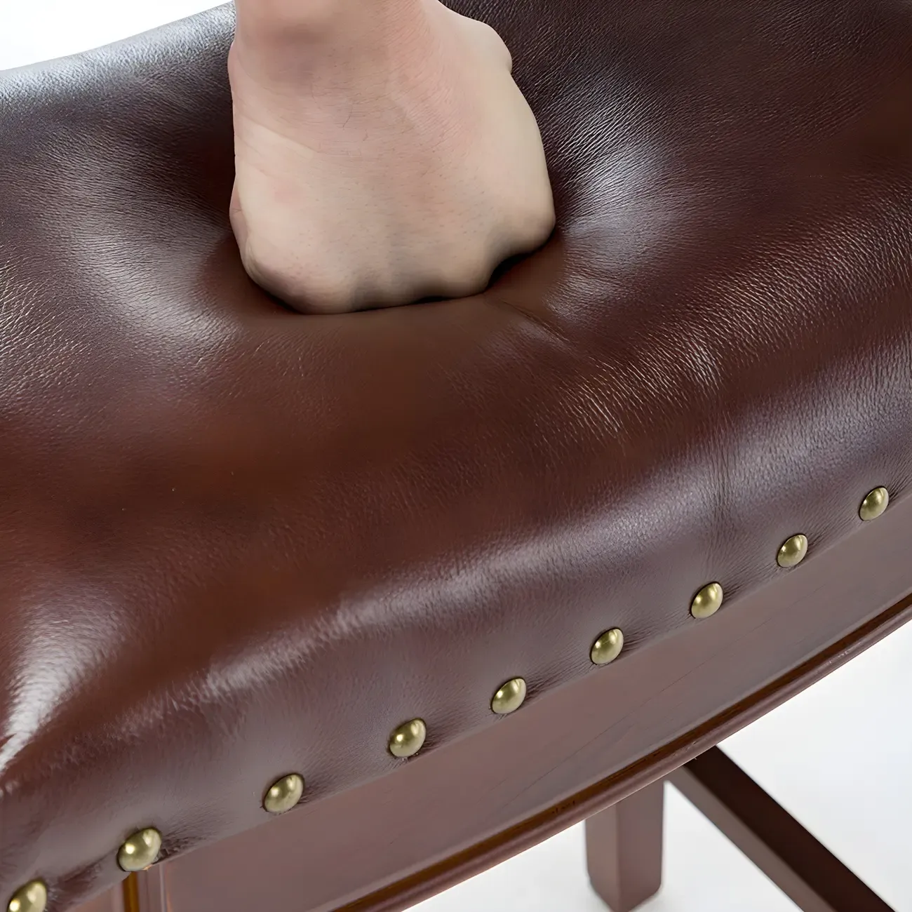 Counter Height Armless Leather Traditional Bar Stools Image - 4