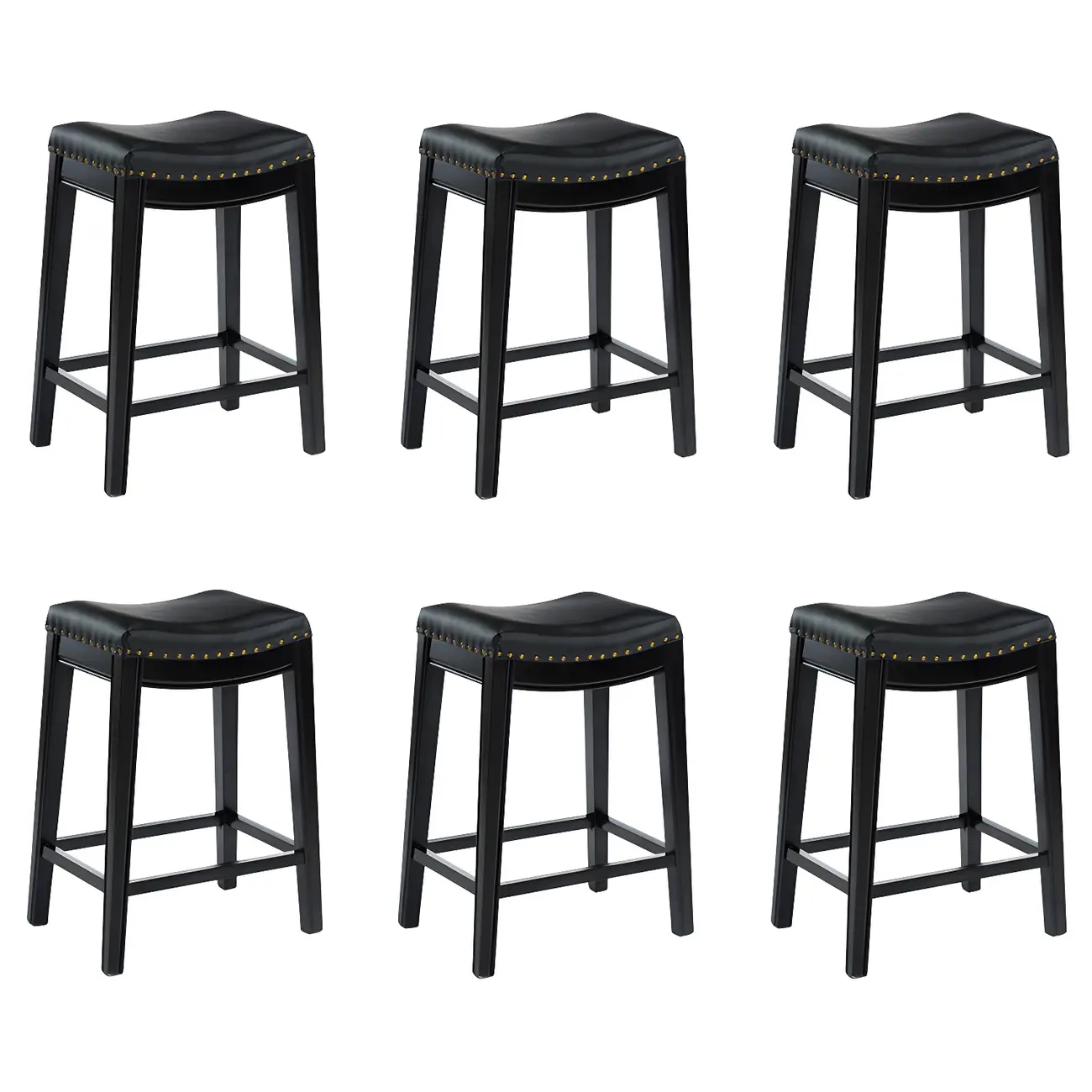 Counter Height Armless Leather Traditional Bar Stools Image - 11 | homeyfad