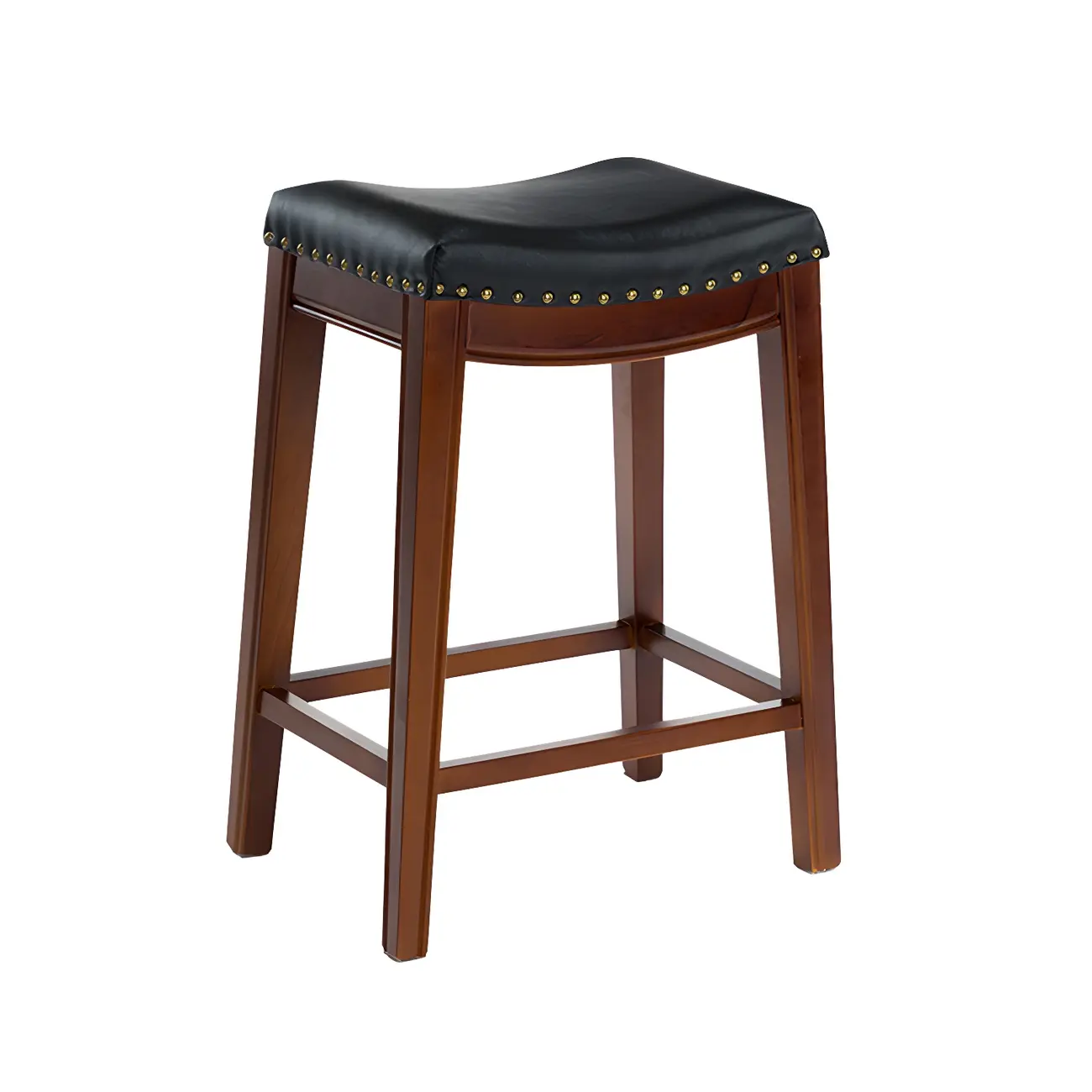 Counter Height Armless Leather Traditional Bar Stools Image - 12 | homeyfad