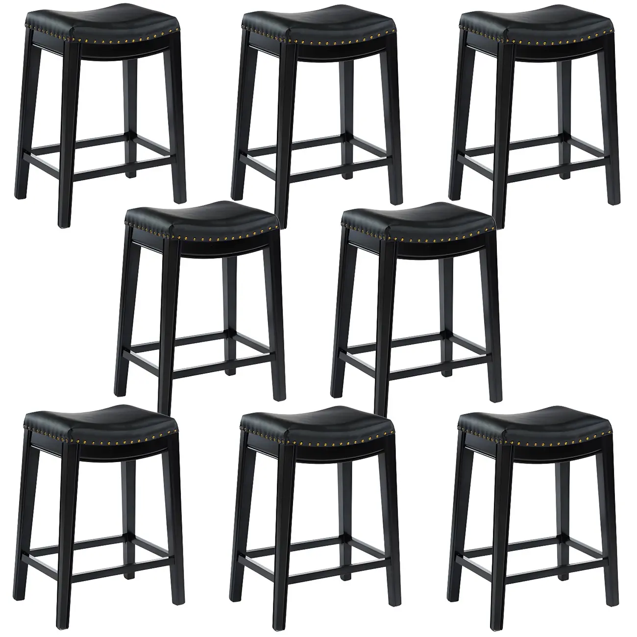 Counter Height Armless Leather Traditional Bar Stools Image - 13 | homeyfad