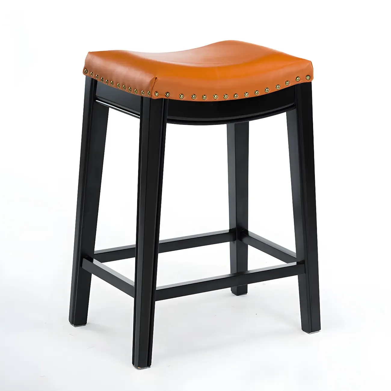 Counter Height Armless Leather Traditional Bar Stools Image - 14