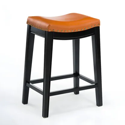 Counter Height Armless Leather Traditional Bar Stools Image - 14