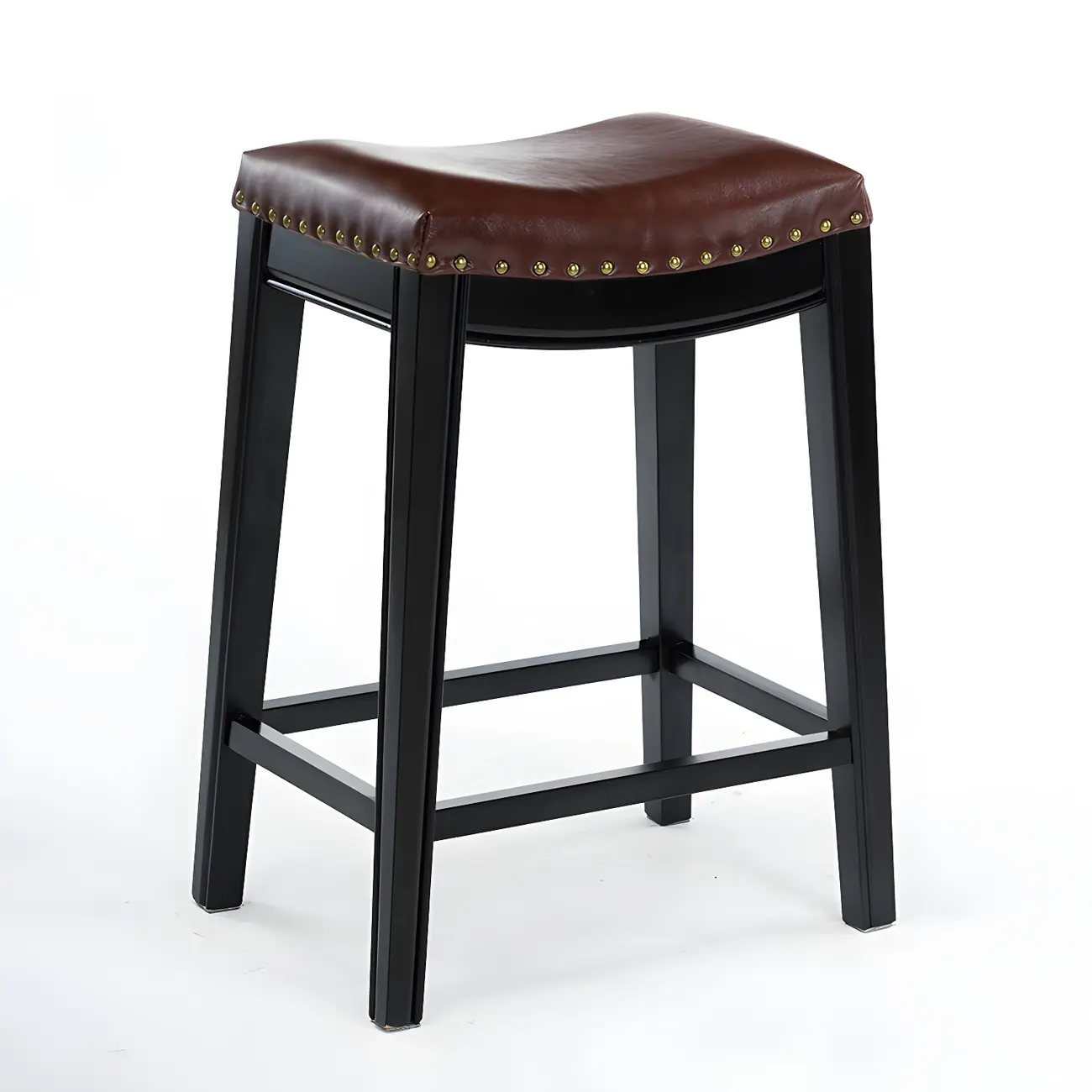Traditional Saddle Leather Counter Height Bar Stools Image - 13 | homeyfad