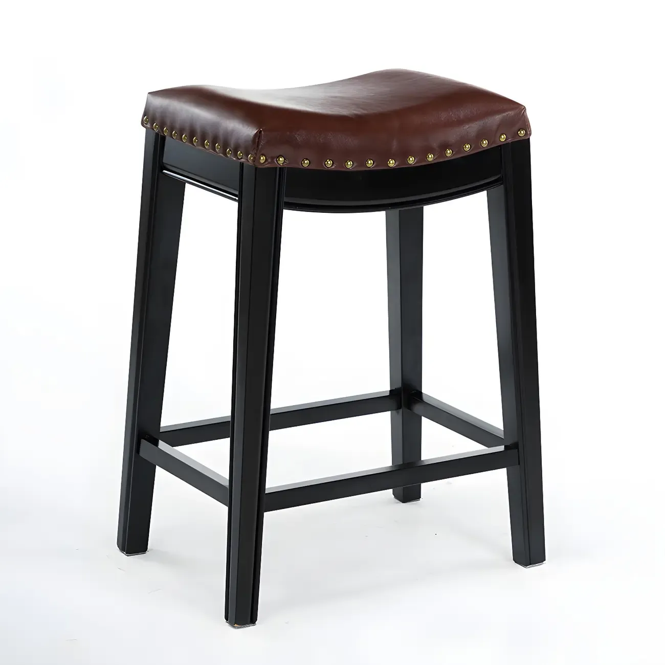 Counter Height Armless Leather Traditional Bar Stools Image - 19