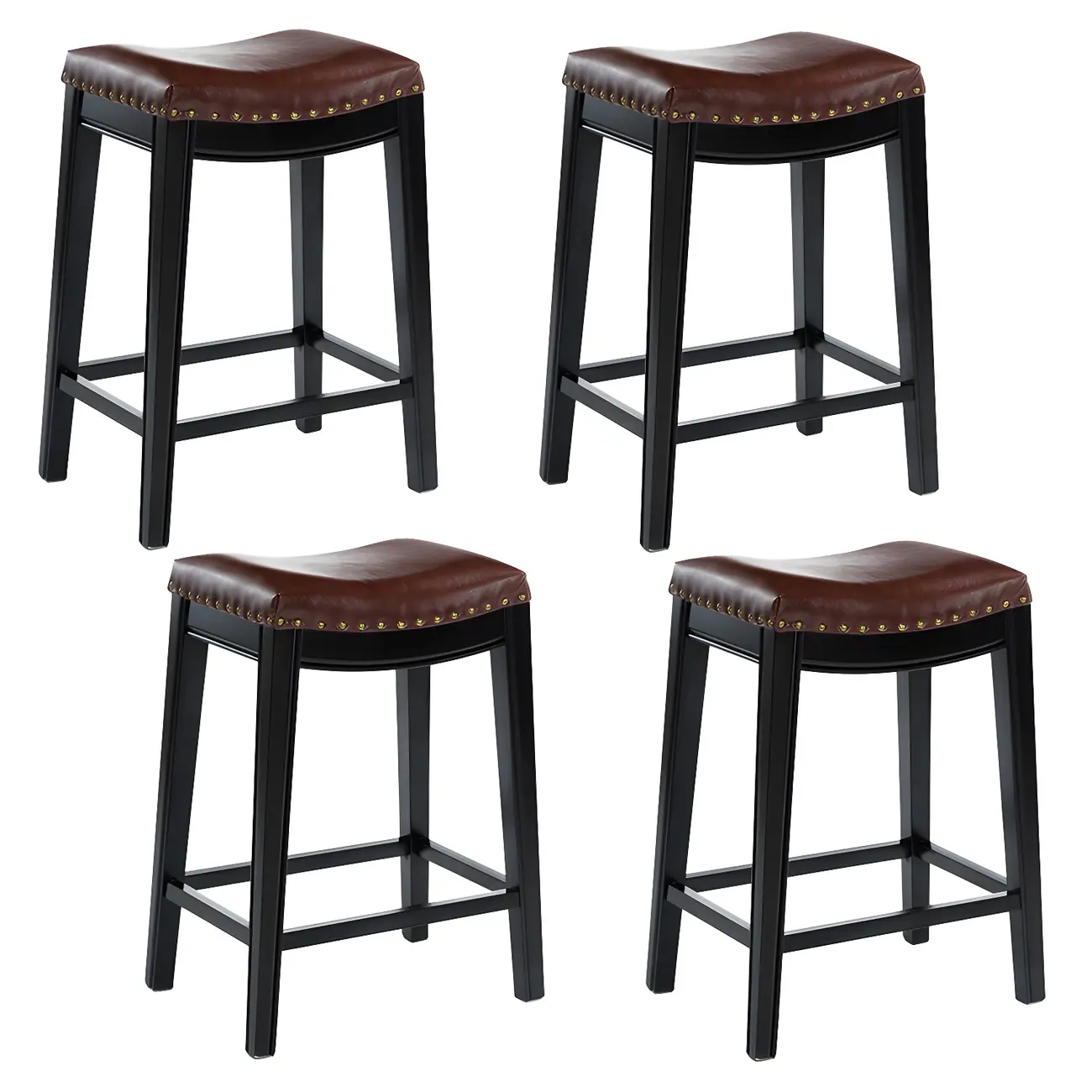 Counter Height Armless Leather Traditional Bar Stools Image - 21 | homeyfad