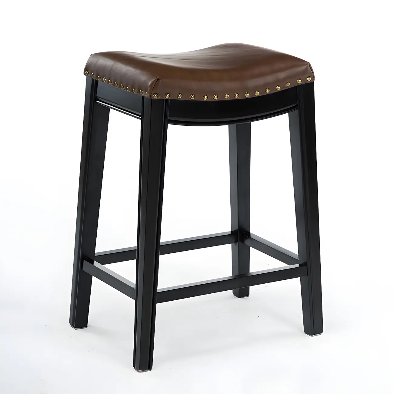 Traditional Saddle Leather Counter Height Bar Stools Image - 15 | homeyfad