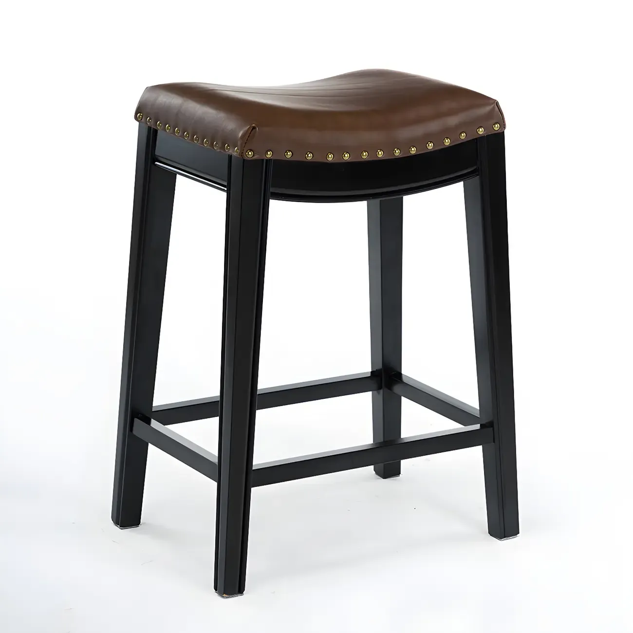 Counter Height Armless Leather Traditional Bar Stools Image - 24
