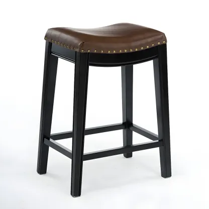 Counter Height Armless Leather Traditional Bar Stools Image - 24