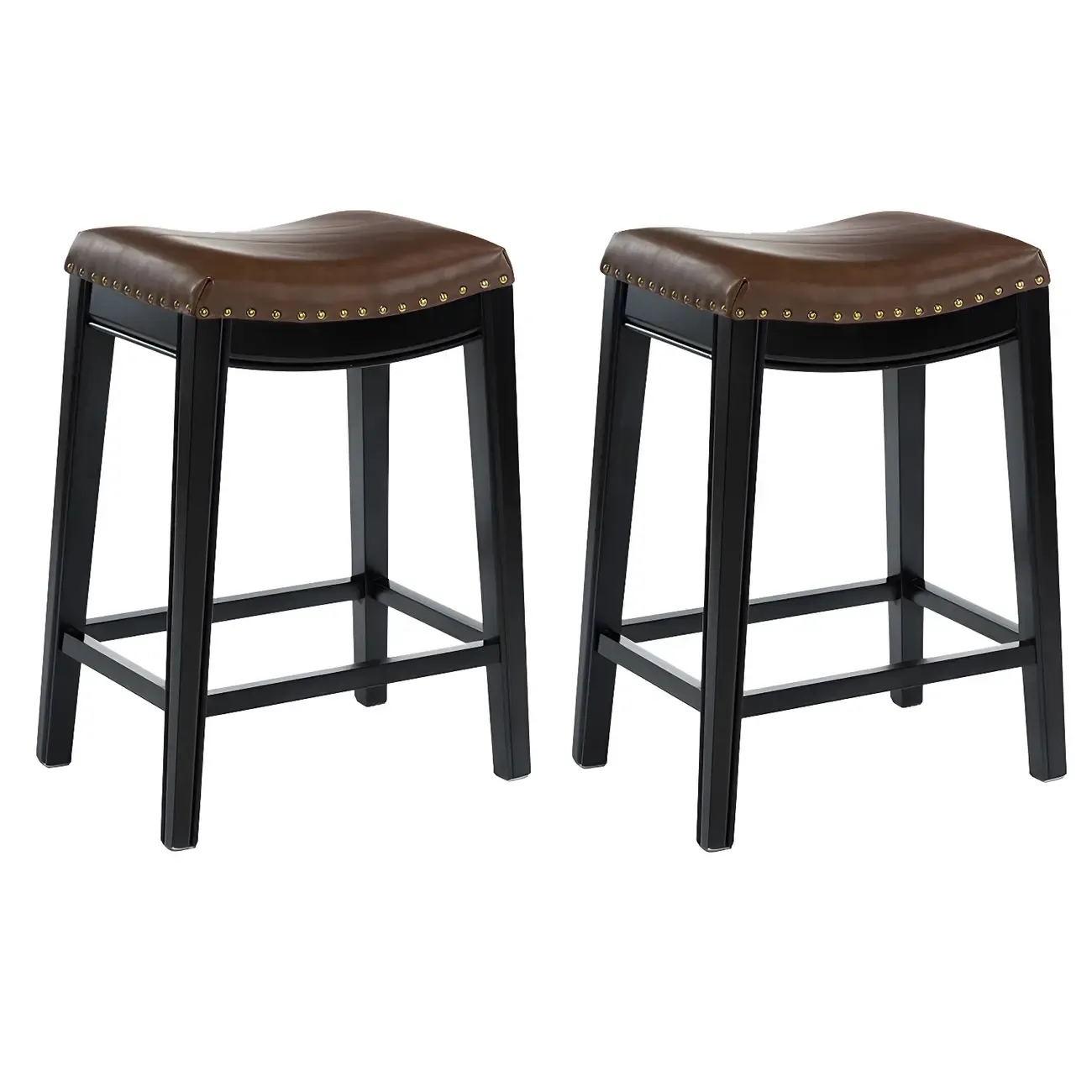 Counter Height Armless Leather Traditional Bar Stools Image - 25