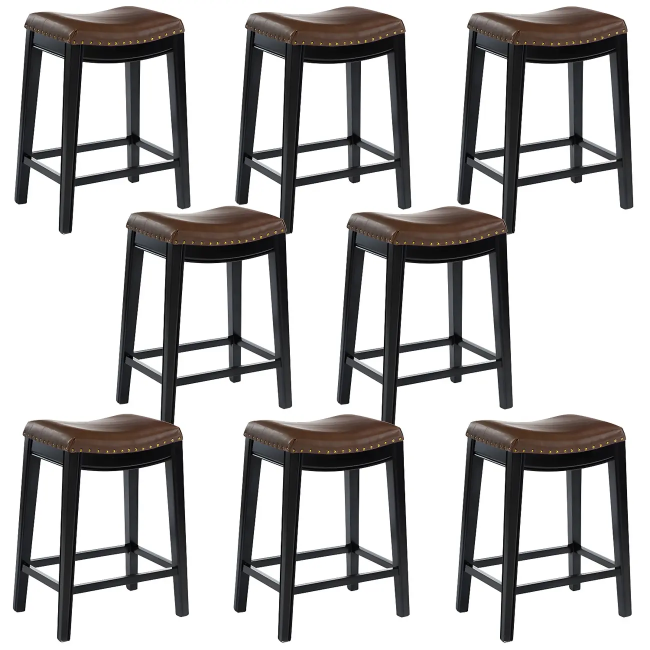 Counter Height Armless Leather Traditional Bar Stools Image - 28 | homeyfad