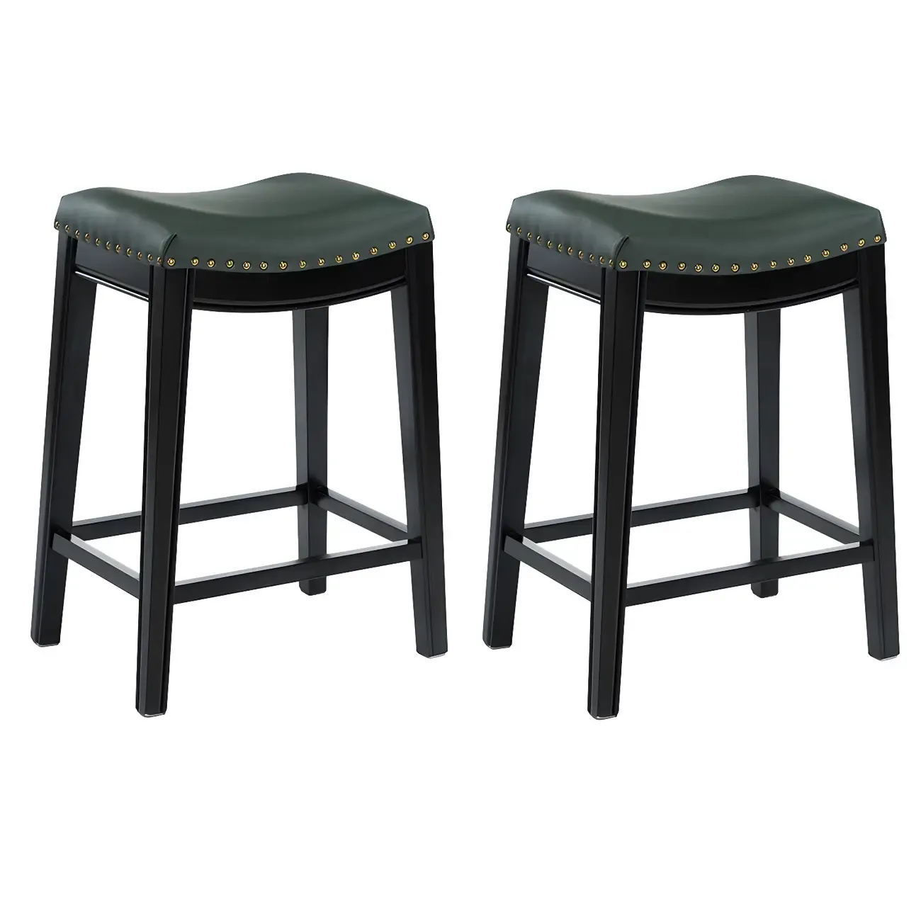 Counter Height Armless Leather Traditional Bar Stools Image - 30