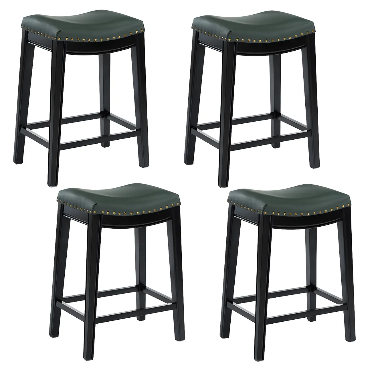 Counter Height Armless Leather Traditional Bar Stools Image - 31 | homeyfad