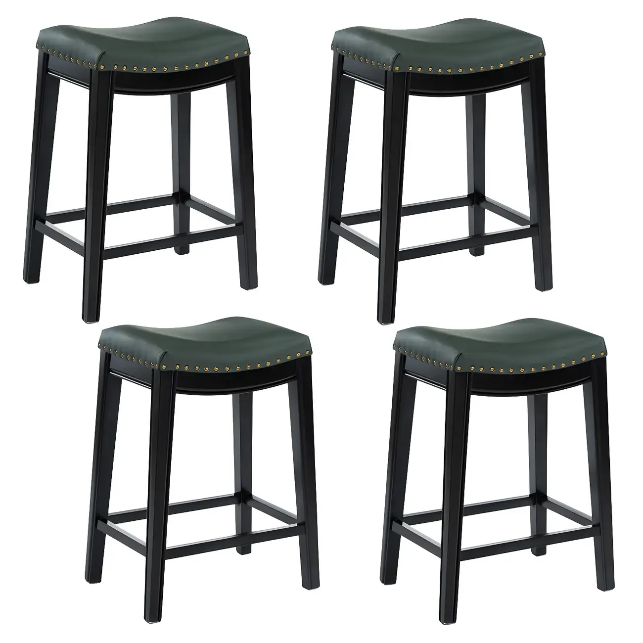 Counter Height Armless Leather Traditional Bar Stools Image - 31