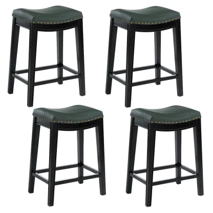 Counter Height Armless Leather Traditional Bar Stools Image - 31