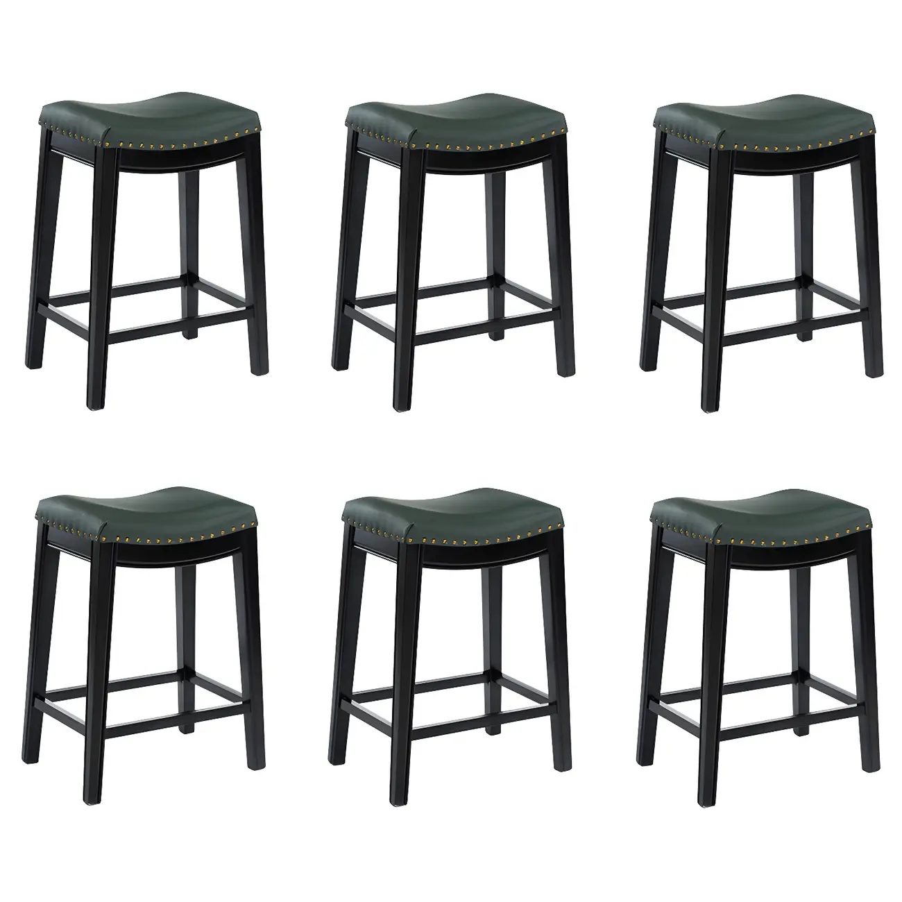 Counter Height Armless Leather Traditional Bar Stools Image - 32 | homeyfad