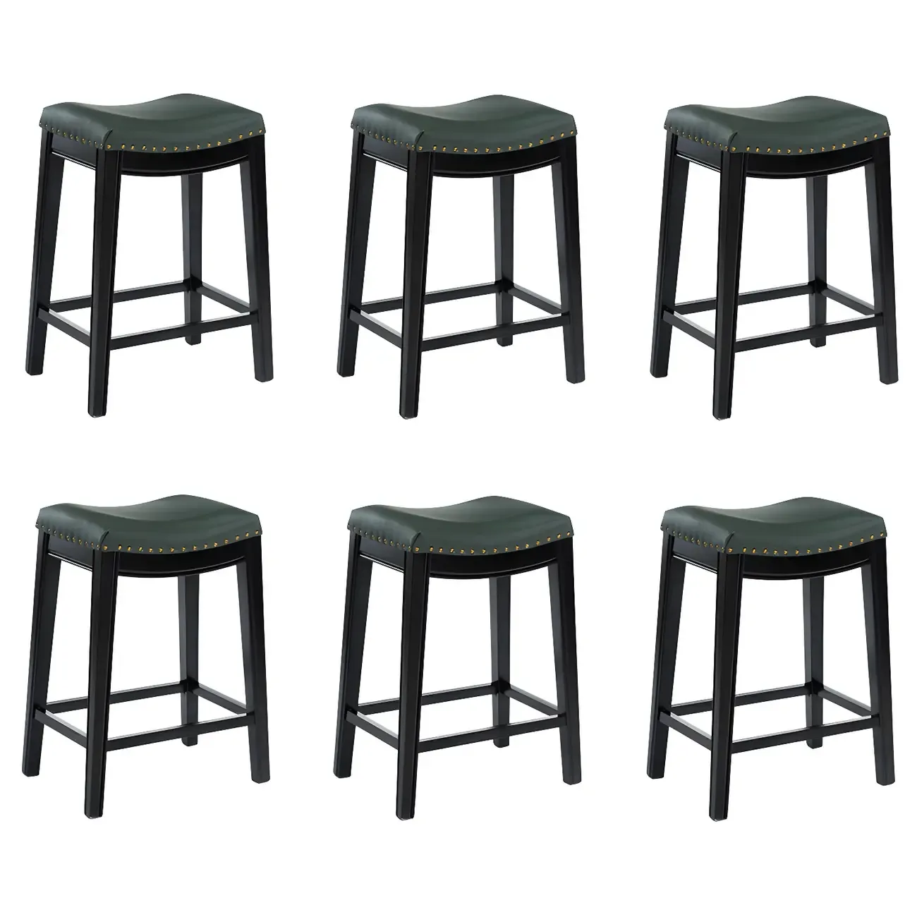 Counter Height Armless Leather Traditional Bar Stools Image - 32